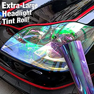 sticky-graphics Gloss Chameleon Vinyl Headlight Wet Tinting Adhesive Extra Large 12 Inchx 96 Inch Wrap Roll (Black Rainbow)