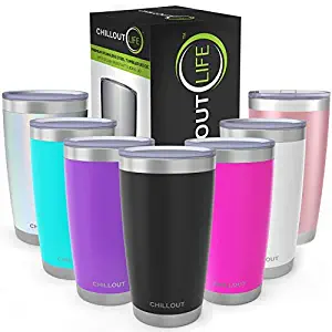 CHILLOUT LIFE 20 oz Stainless Steel Tumbler with Lid & Gift Box | Double Wall Vacuum Insulated Travel Coffee Mug with Splash Proof Slid Lid | Insulated Cup for Hot & Cold Drinks, Powder Coated Tumbler