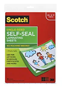 Scotch® Laminating Sheets LS854SS-10, 9 Inches x 12 Inches, Letter Size, Single Sided(2Pack )