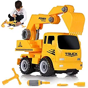 Ultimate Take-A-Part Construction Truck Toy Friction Powered Vehicle 2-In-1 Building Set | Fun Educational Build Take Apart Car Playset For Kids | Engineering Toys For Children | 3 Assembly Tools Kit