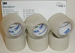 3M BLENDERM 1"x5Yd Clear Surgical Plastic / RC Airplane Hinge Tape 6-PACK 1525-1 LF Waterproof Hypoallergenic USA