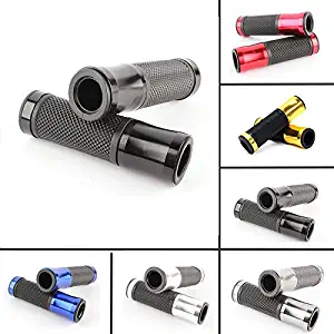 Pair of 7/8" 22mm Motorcycle CNC Aluminum Rubber Gel Hand Grips Handlebar For Sports Bike Chopper Cruiser Bike
