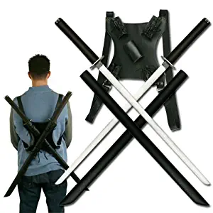 Snake Eye Tactical Leonardo Dual Ninja Swords with Back Carrying Scabbard