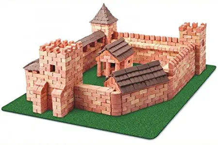 Wise Elk Toy Red Castle Construction Set, Real Plaster Bricks, Gypsum Reusable Building kit, 1800 pcs, Educational Gift