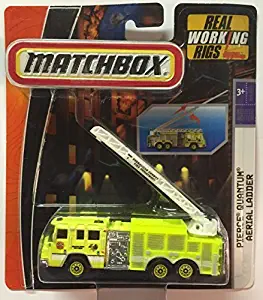 Matchbox Real Working Rigs, Pierce Quantum Aerial Ladder (Light Green) 1:64 Scale by Matchbox