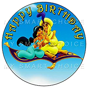 7.5 Inch Edible Cake Toppers – ALADDIN & JASMINE Themed Birthday Party Collection of Edible Cake Decorations
