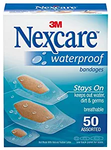 Nexcare Waterproof Clear Bandages Assorted Sizes, 50 Bandages