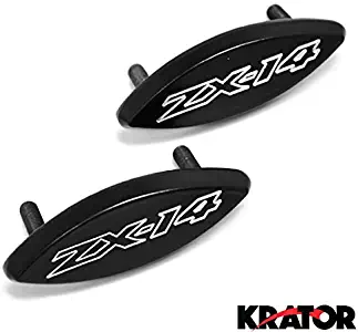 Krator BP006 Black Logo Engraved Plates (Kawasaki Ninja ZX-14 / ZX-14R / ZX1400 Mirror Block Off Set (2006-2009)