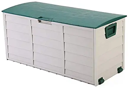 Cypressshop Outdoor Shed Garden Storage Tool Box Garbage Organizer Rolling Wheel Patio Deck Weatherproof Furniture Yard Container Utility