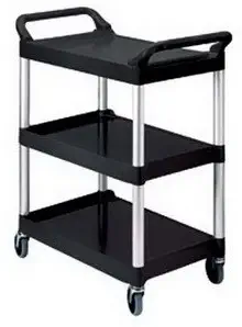 Rubbermaid Cart Utility 3424 Series Black Three Shelves