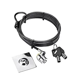 COCODE Laptop Cable Lock Tablet Security Lock Anti-Theft Security Hardware Cable Lock Kit with 6.5 Foot Sturdy Cable Two Keys 3M Adhesive Disk for Notebook, PC Laptops, Cell Phones and Projectors