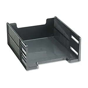 High-Capacity Stackable Tray, Letter, Front Loading, Black, Sold as 1 Each