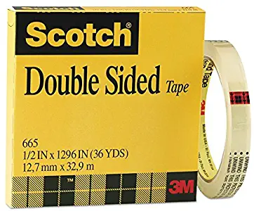 Scotch 665121296 Double-Sided Tape, 1/2-Inch x 1296-Inch, 3-Inch Core, Clear