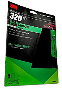 3M Wetordry Sandpaper, 32040, 320 Grit, 9 inch x 11 inch, 5 per pack