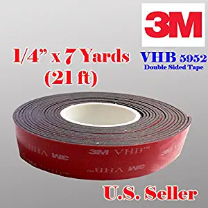 3m 1/4" (6mm) X 21 Ft (7 Yards) VHB Double Sided Foam Adhesive Tape 5952 Grey Automotive Mounting Very High Bond Strong Industrial Grade