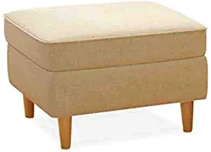 YZjk Storage Ottoman Footstool Toy Box with Hinge Lid Wooden Legs and Cotton Linen Upholstered Seat, 24.8" X 24.8" X 16.5" (Color : Beige)