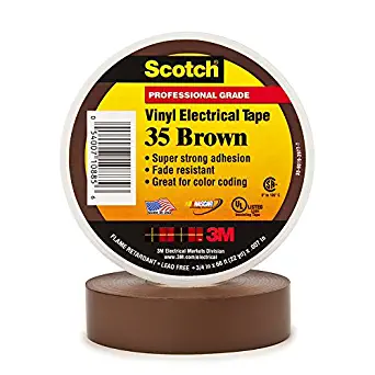 3M Safety 10885-BA-5 783961138981 Scotch Vinyl Color Coding Electrical Tape 35, 3/4 in x 66 ft, Brown, 66'