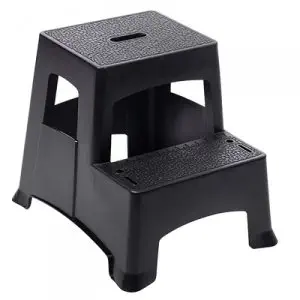 Farm & Ranch 2-Step Plastic Step Stool, Textured Steps, Black