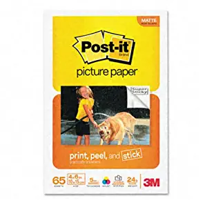 3M Post-it Sticky Picture Paper - 4" x 6" - 65 Sheet - White