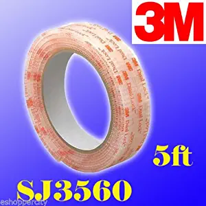 3m 1" W X 5' Dual Lock SJ3560 Clear Type 250 VHB Reclosable Fastener Indoor /Outdoor Use Mounting Adhesive Tape / Hook and Loop E-zpass Window Mounting DualLock (12)