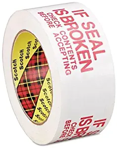 3M 3771 "If Seal is Broken, Check Contents" Printed Tape, 1.88" x 109yds, Red/White