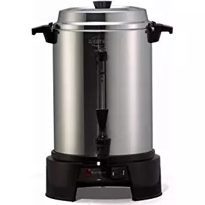 West Bend 13500 Highly-Polished Aluminum Commercial Coffee Urn Features Automatic Temperature Control Large Capacity with Quick Brewing Smooth Prep and Easy Clean Up, 55-cup, Silver
