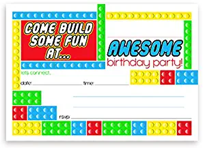 POP parties Building Block Large Invitations - 10 Invitations 10 Envelopes