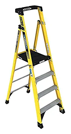 Podium Stepladder, 4 ft, Fiberglass, 375 lb.