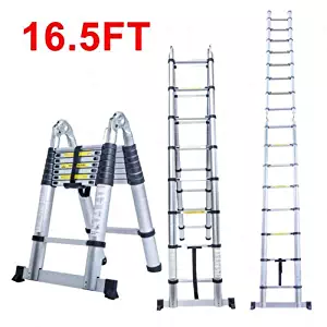 16.5 Ft Aluminum Telescopic Ladder Telescoping A-Type Extension Multi Purpose