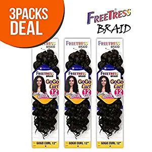 FreeTress Synthetic Hair Crochet Braids GoGo Curl 12" (3-Pack, 1)