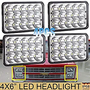 4PCS 4X6 LED Headlights for Chevy Pick Up Trucks C10 C20 K10 K30 K5 Blazer Suburban (1981 to 1987), Sealed Beam High Low H4651 H4642 H4652 H4656 H4666 H4668 H6545 Conversion Kit