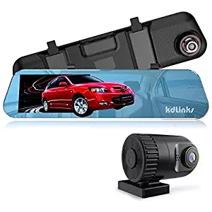KDLINKS R100 Ultra HD 1296P Front + 1080P Rear 280&deg; Wide Angle Anti-Glare Rearview Mirror Dual Lens Dash Cam with IPS 5" Screen, Superior Night Mode, Advanced Dashcam Parking Mode, Support 64/128GB
