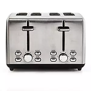 Professional Series Efficient, Defrost and Reheat Function, 925 Watts, Stainless Steel 4-Slice Toaster- Includes 4 extra wide slots