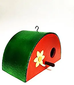 Yositashop Modern Handmade Strong & Durable Wooden Bird House Outside Hanging Garden Decor. Size : 9.45" x 4.13" x 5.31", Weight : 590 g.