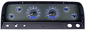 Dakota Digital VHX-64C-PU-C-B Compatible with 1964-66 Chevy Pickup Truck VHX Analog Dash Gauge System Carbon Fiber Style Blue Backlighting