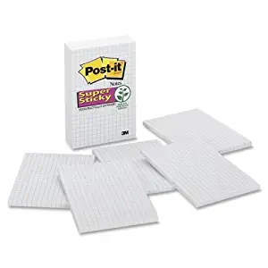 Post-it Super Sticky Grid Note - Self-adhesive, Repositionable - 4" x 6" - White - Paper - 6 / Pack