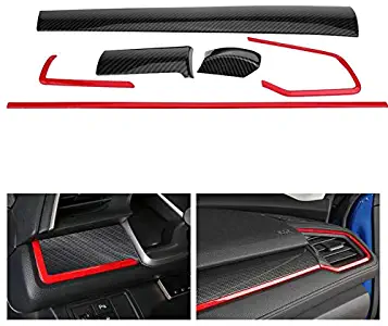 Pullkalia - 6Pcs Car Console Center Dashboard Cover Trim Decorative Stickers Carbon Fiber for Honda Civic10th 2016 2017 2018 Car Stickers