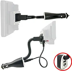 Sirius XM Satellite Radio Dual USB Lighter Socket Car Truck Vehicle Mount w/Flexible Gooseneck & PowerConnect Cable Adapter for Onyx EZ EZR Plus Lynx Edge Stratus Starmate (Vehicle Dock NOT Included)