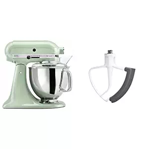 KitchenAid KSM150PSPT Artisan Series 5-Qt. Stand Mixer with Pouring Shield - Pistachio and KitchenAid KFE5T Flex Edge Beater for Tilt-Head Stand Mixers Bundle