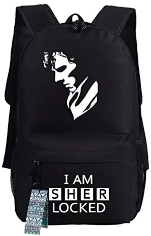 SCT Sherlock Holmes Theme Teens Boys Girls Students School Canvas Backpack 18 Inches