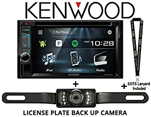 Kenwood DDX375BT 6.2" in Dash Double Din DVD Receiver with Built in Bluetooth w/SV-5130IR License Plate Style Backup Camera and a SOTS Lanyard (Renewed)