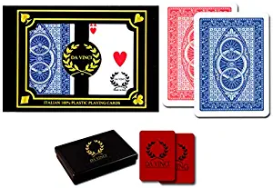 DA VINCI Ruote, Italian 100% Plastic Playing Cards, 2-Deck Poker Size Set, Regular Index, w/2 Cut Cards