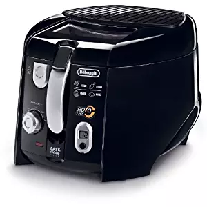 Delonghi COOL-TOUCH Electric Deep Fryer with All NEW Tilted Rotating Basket, Features Adjustable Thermostat and Digital Timer & Easy Clean Oil Drain System by DeLonghi