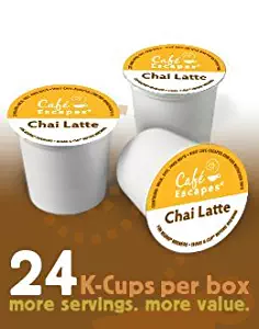 Chai Latte by Cafe Escapes for Keurig Brewers 24 K-Cups (Pack of 2)