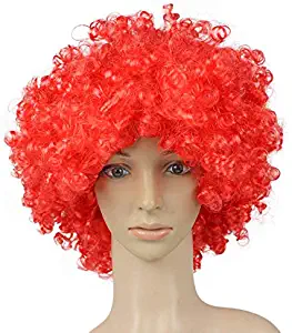 Atezch Rainbow Clown Wig, Adults Curly Afro Wig Multi Colour Party Short Wave Wigs Fancy Dress Accessory for Costume Party Halloween