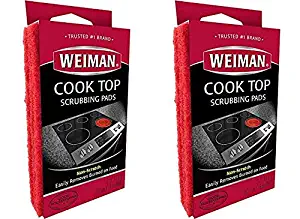 Weiman Cook Top Scrubbing Pads &ndash; Gently Clean and Remove Burned-on Food from All Smooth Top and Glass Cooktop Ranges, 3 Reusable Pads Pack of 2