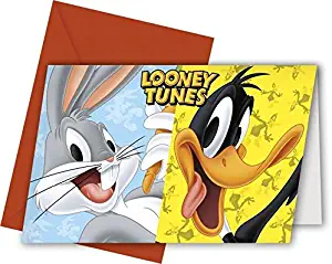 UNIQUE PARTY 72168 - Looney Tunes Party Invitations, Pack of 6