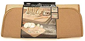 The Original XL Dual Dish Drying Mat - Dual Sided Microfiber Absorbent Machine Washable Multipurpose 18 X 24 (Tan)