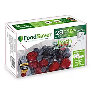 FoodSaver 1-Pint Precut Vacuum Seal Bags with BPA-Free Multilayer Construction for Food Preservation, 28 Count