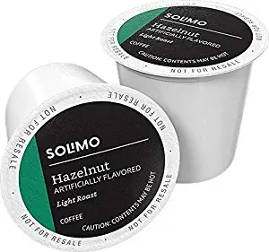 Amazon Brand - 100 Ct. Solimo Light Roast Coffee Pods, Hazelnut Flavored, Compatible with Keurig 2.0 K-Cup Brewers